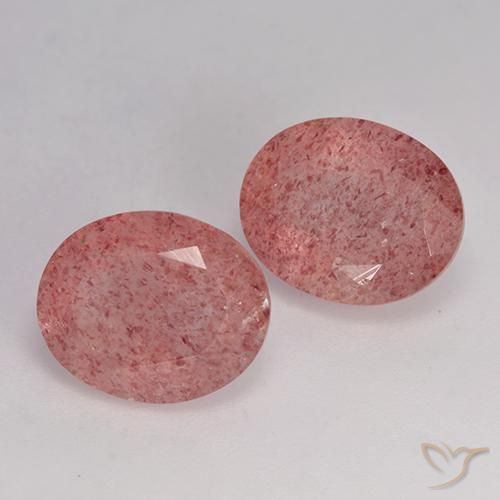 Pedras preciosas de Quartzo Morango rosa médio natural de 7.05 ct, oval, Translúcido