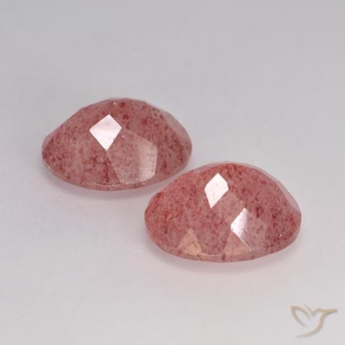 Pedras preciosas de Quartzo Morango rosa médio natural de 7.05 ct, oval, Translúcido
