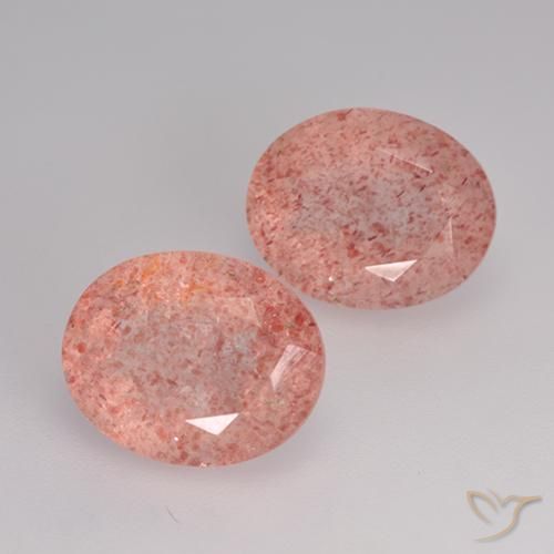 Pedras preciosas de Quartzo Morango Rosa Médio Claro natural de 6.58 ct, oval, Translúcido