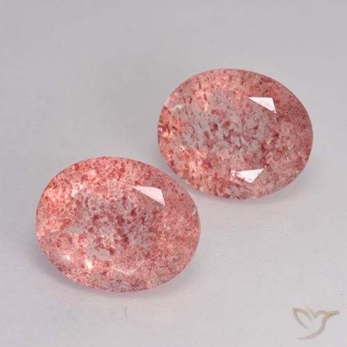 Pedras preciosas de Quartzo Morango Rosa Médio Claro natural de 6.53 ct, oval, Translúcido