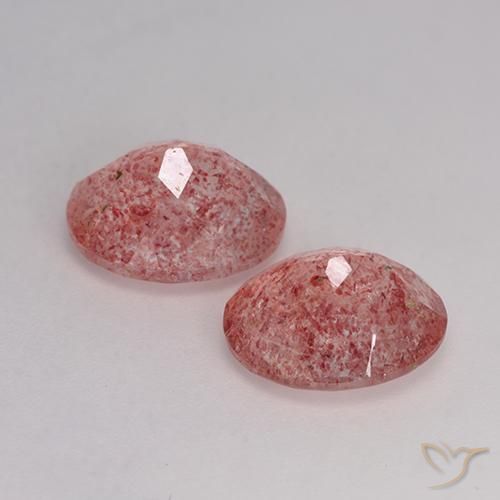 Pedras preciosas de Quartzo Morango Rosa Médio Claro natural de 6.53 ct, oval, Translúcido