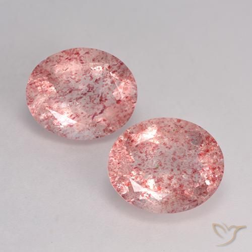 6.54ctw Natural Rosa Médio Claro Quartzo Morango, oval, Translúcido