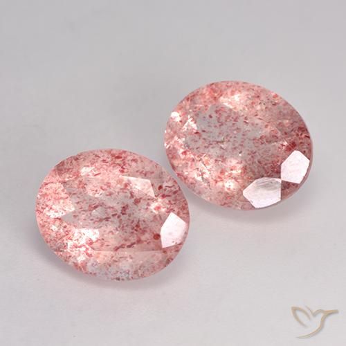 Pedras preciosas de Quartzo Morango Rosa Médio Claro natural de 6.54 ct, oval, Translúcido