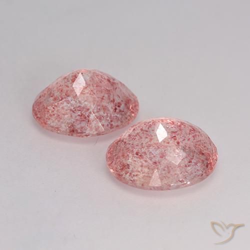 Pedras preciosas de Quartzo Morango Rosa Médio Claro natural de 6.54 ct, oval, Translúcido