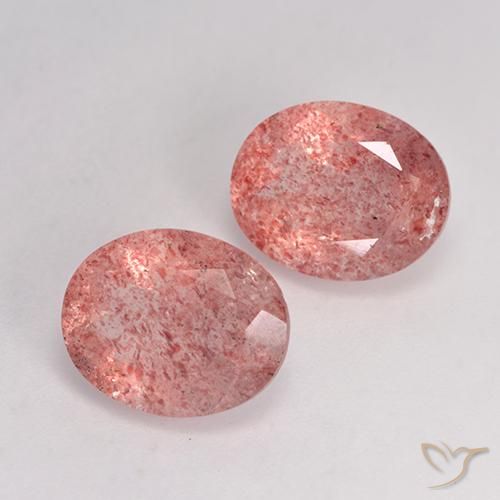 Pedras preciosas de Quartzo Morango Rosa Médio Claro natural de 6.64 ct, oval, Translúcido