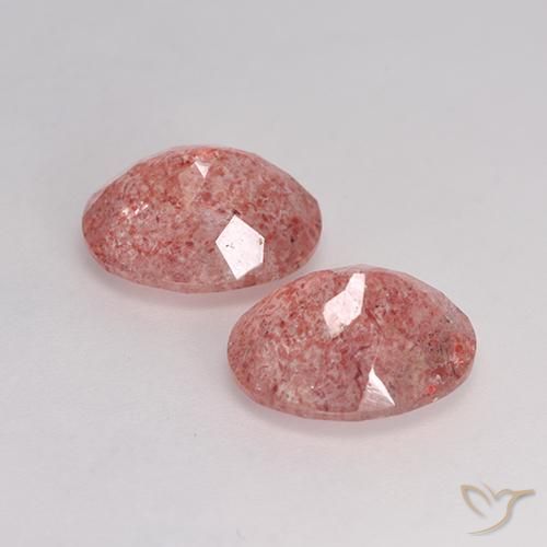Pedras preciosas de Quartzo Morango Rosa Médio Claro natural de 6.64 ct, oval, Translúcido