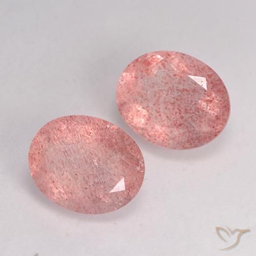 Pedras preciosas de Quartzo Morango rosa médio natural de 6.99 ct, oval, Translúcido