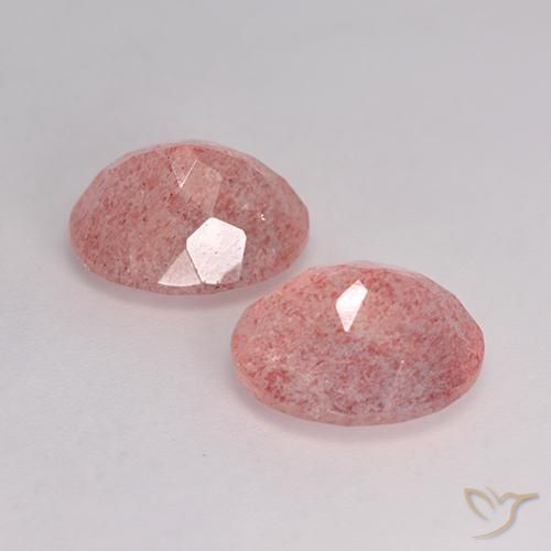 Pedras preciosas de Quartzo Morango rosa médio natural de 6.99 ct, oval, Translúcido