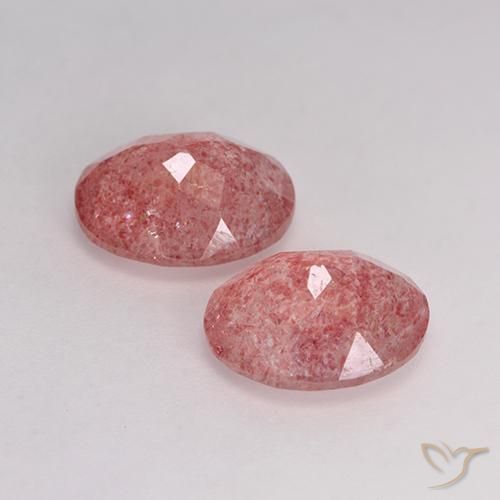 Pedras preciosas de Quartzo Morango vermelho médio natural de 5.96 ct, oval, Translúcido