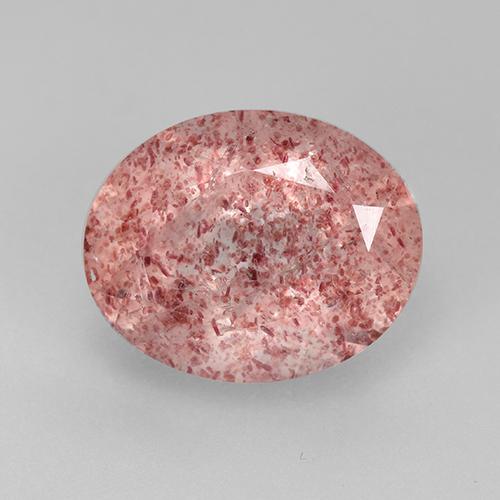 Quartzo morango rosa natural 3,80ct, corte oval, translúcido