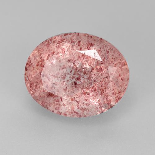 Quartzo morango rosa natural 3,80ct, corte oval, translúcido
