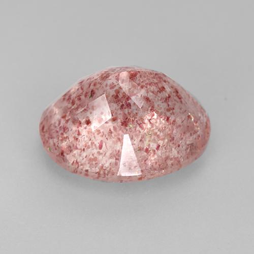 Quartzo morango rosa natural 3,80ct, corte oval, translúcido
