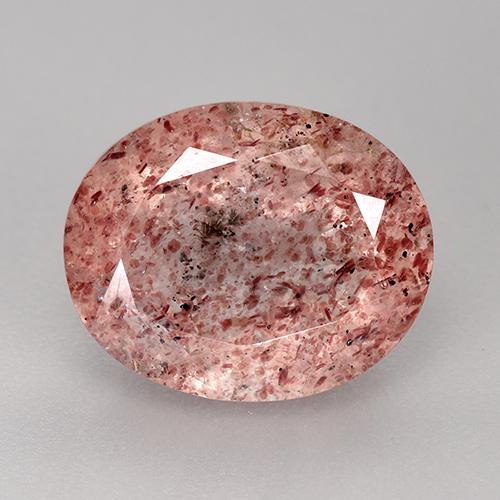 Quartzo morango rosa natural 3,58ct, corte oval, translúcido