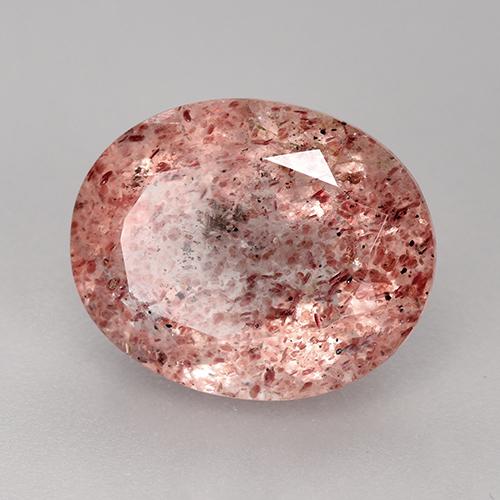 Quartzo morango rosa natural 3,58ct, corte oval, translúcido