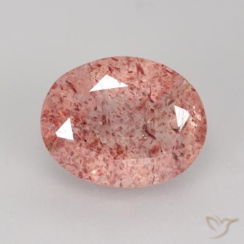 3.34ct Natural rosa médio Quartzo Morango, oval, Translúcido