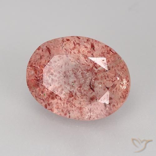 Quartzo Morango rosa médio Natural 3.34ct, oval, Translúcido