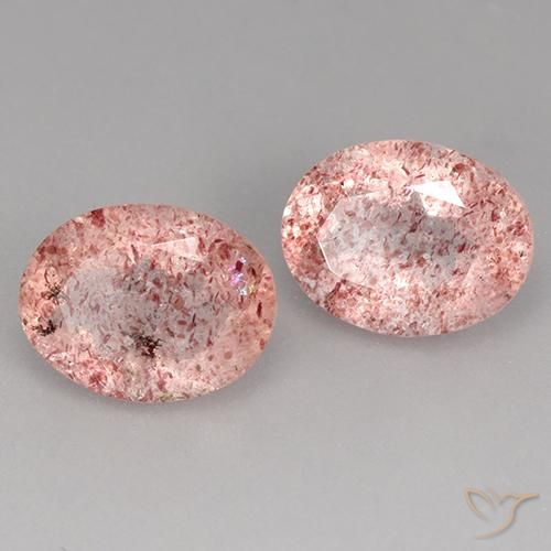 Pedras preciosas de Quartzo Morango rosa médio natural de 3.45 ct, oval, Transparente