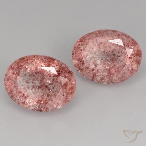 Pedras preciosas de Quartzo Morango Rosa Médio Claro natural de 3.62 ct, oval, Translúcido