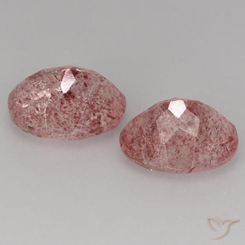 Pedras preciosas de Quartzo Morango Rosa Médio Claro natural de 3.62 ct, oval, Translúcido