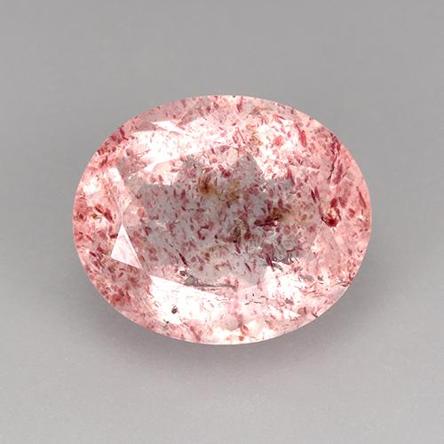 Quartzo Morango Rosa chiclete Natural 3.78ct, Corte Oval, Transparente