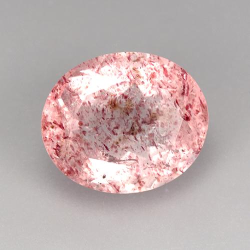 Quartzo Morango Rosa chiclete Natural 3.78ct, Corte Oval, Transparente