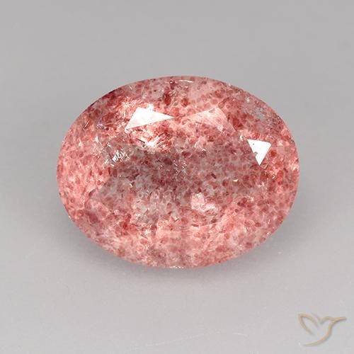 Quartzo Morango Rosa Claro Rosa Natural 3.34ct, Corte Oval, Translúcido