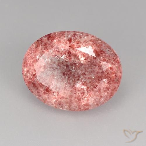 Quartzo Morango Rosa Claro Rosa Natural 3.34ct, Corte Oval, Translúcido
