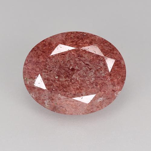 Quartzo Morango Tijolo vermelho Natural 3.36ct, Corte Oval, Translúcido