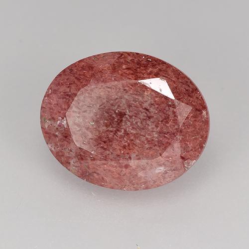 Quartzo Morango Tijolo vermelho Natural 3.36ct, Corte Oval, Translúcido