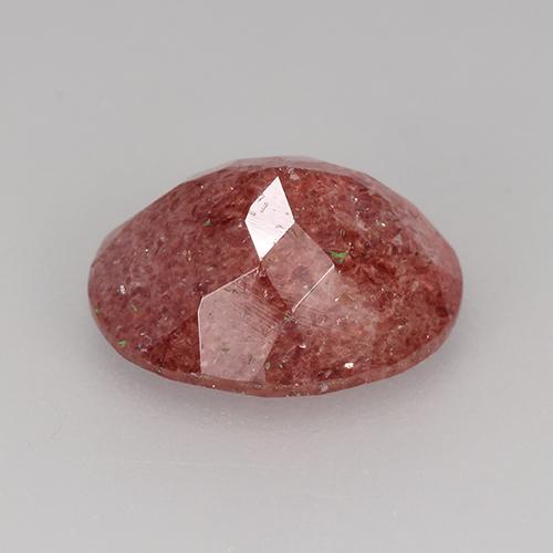 Quartzo Morango Tijolo vermelho Natural 3.36ct, Corte Oval, Translúcido