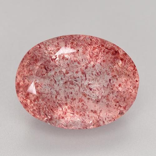 Quartzo Morango rosa médio Natural 8.70ct, Corte Oval, Transparente