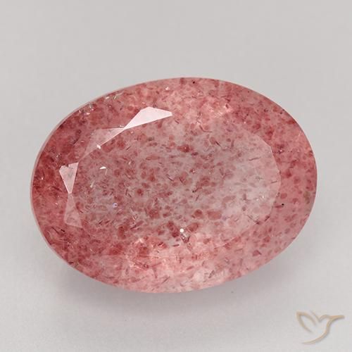 Quartzo Morango Vermelho escuro Natural 9.24ct, oval, Translúcido