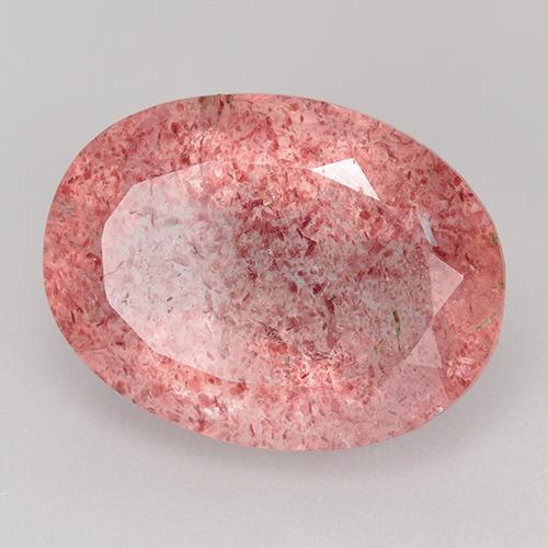 Quartzo morango rosa natural 8,98ct, corte oval, translúcido