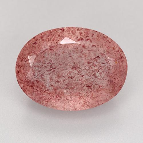 Quartzo morango rosa natural 9,33ct, corte oval, translúcido