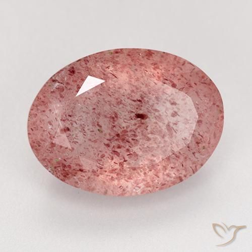 Quartzo Morango Rosa Médio Claro Natural 8.34ct, oval, Translúcido