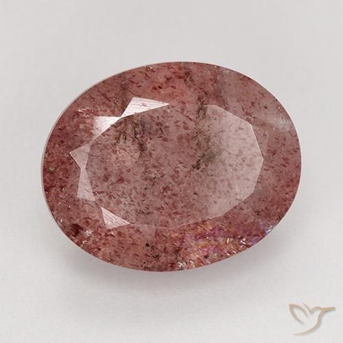 Quartzo Morango rosa médio Natural 7.65ct, Corte Oval, Translúcido