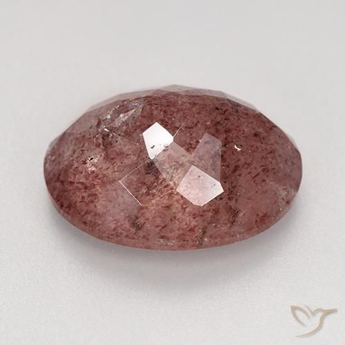Quartzo Morango rosa médio Natural 7.65ct, Corte Oval, Translúcido