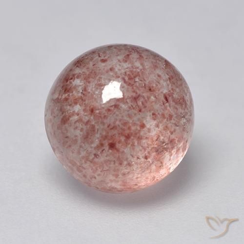 4.14ct Natural Rosa Terroso Quartzo Morango, Redondo, Translúcido