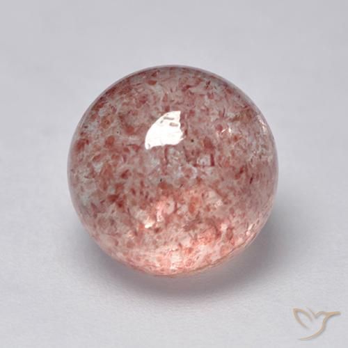 Quartzo Morango Rosa Terroso Natural 4.14ct, Redondo, Translúcido