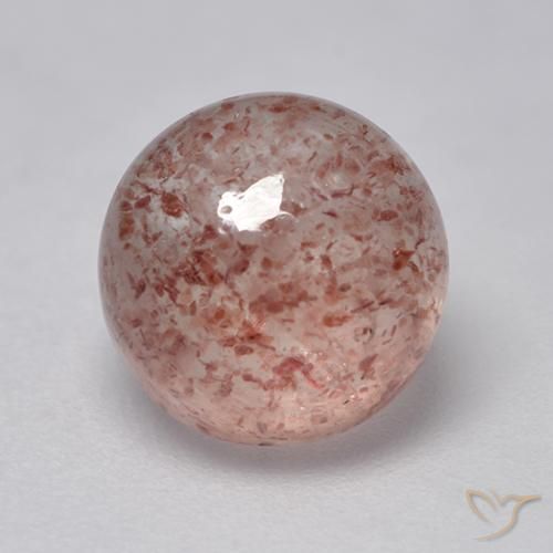 2.69ct Natural Rosa Terroso Quartzo Morango, Redondo, Translúcido