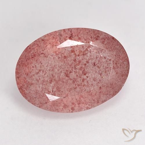 7.38ct Natural rosa médio Quartzo Morango, oval, Translúcido