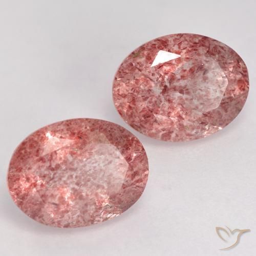 Pedras preciosas de Quartzo Morango rosa médio natural de 3.33 ct, oval, Translúcido