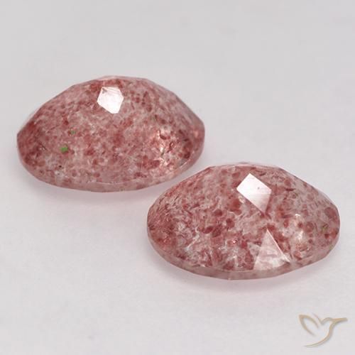 Pedras preciosas de Quartzo Morango rosa médio natural de 3.33 ct, oval, Translúcido