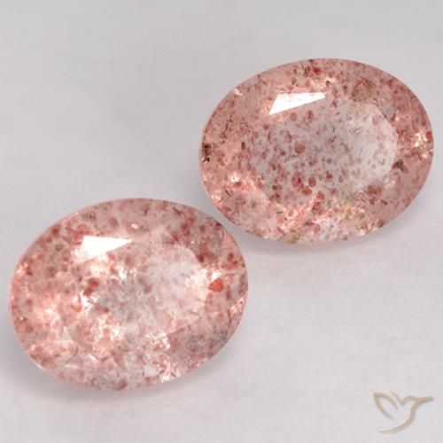 Pedras preciosas de Quartzo Morango rosa médio natural de 3.50 ct, oval, Transparente