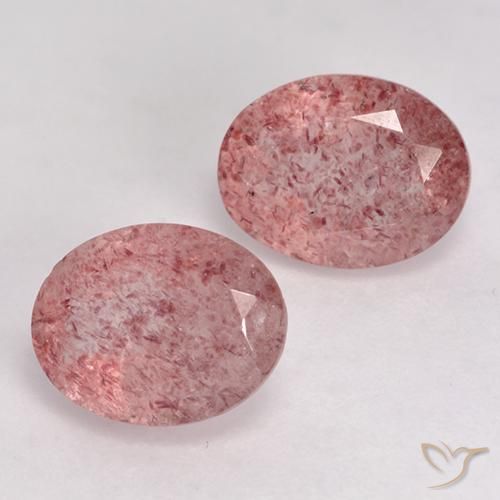 Pedras preciosas de Quartzo Morango rosa médio natural de 3.49 ct, oval, Translúcido