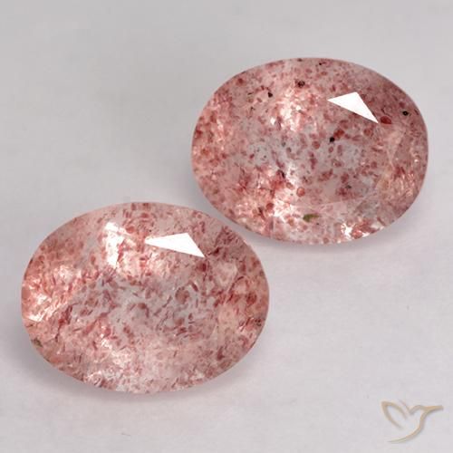 Pedras preciosas de Quartzo Morango Rosa Terroso natural de 3.10 ct, oval, Transparente