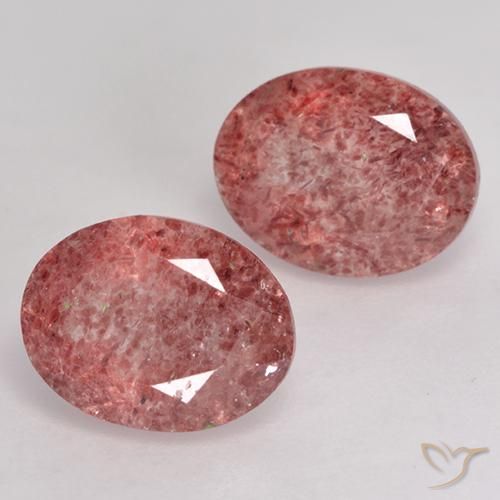 Pedras preciosas de Quartzo Morango Rosa brilhante natural de 3.65 ct, oval, Translúcido