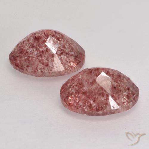 Pedras preciosas de Quartzo Morango Rosa brilhante natural de 3.65 ct, oval, Translúcido