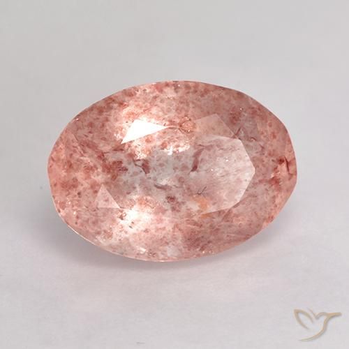 Quartzo Morango Rosa Médio Claro Natural 4.27ct, oval, Translúcido