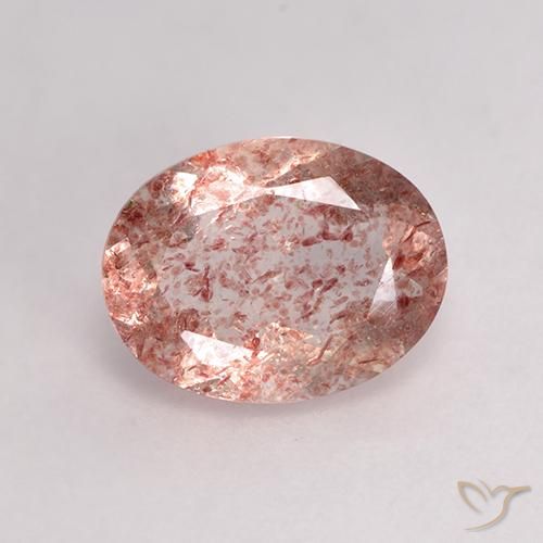 Quartzo morango rosa natural 1,53ct, corte oval, transparente